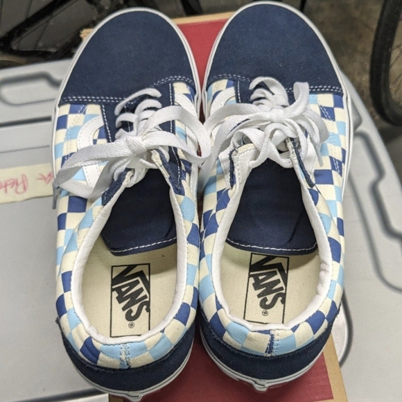Rare EUC Vans Old Skool Blue Topaz Checkered Canvas Skate Shoes - Size 10 - Picture 4 of 8